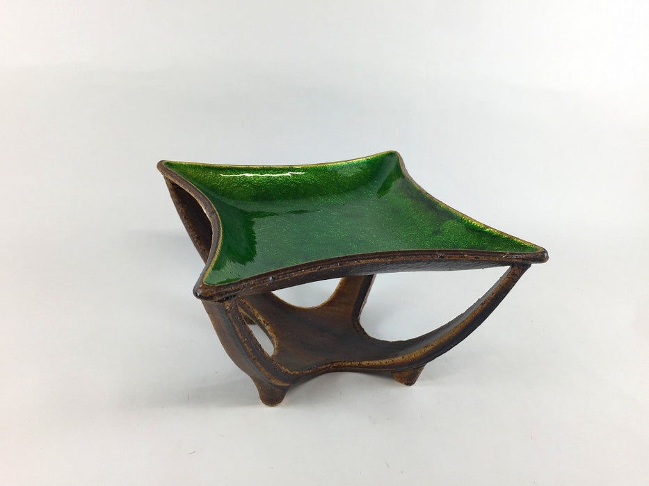 【SALE】天空皿　緑金彩　12cm　有田焼【訳あり】