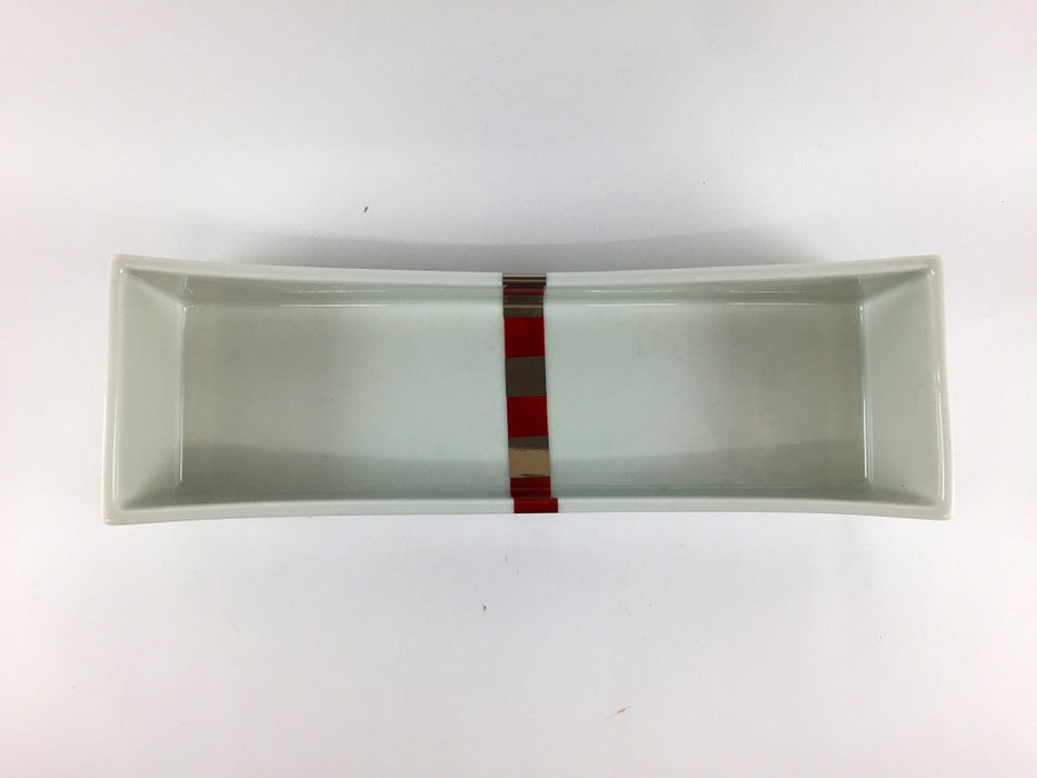 【SALE】つり橋前菜箱　赤銀帯　25cm　有田焼【訳あり】