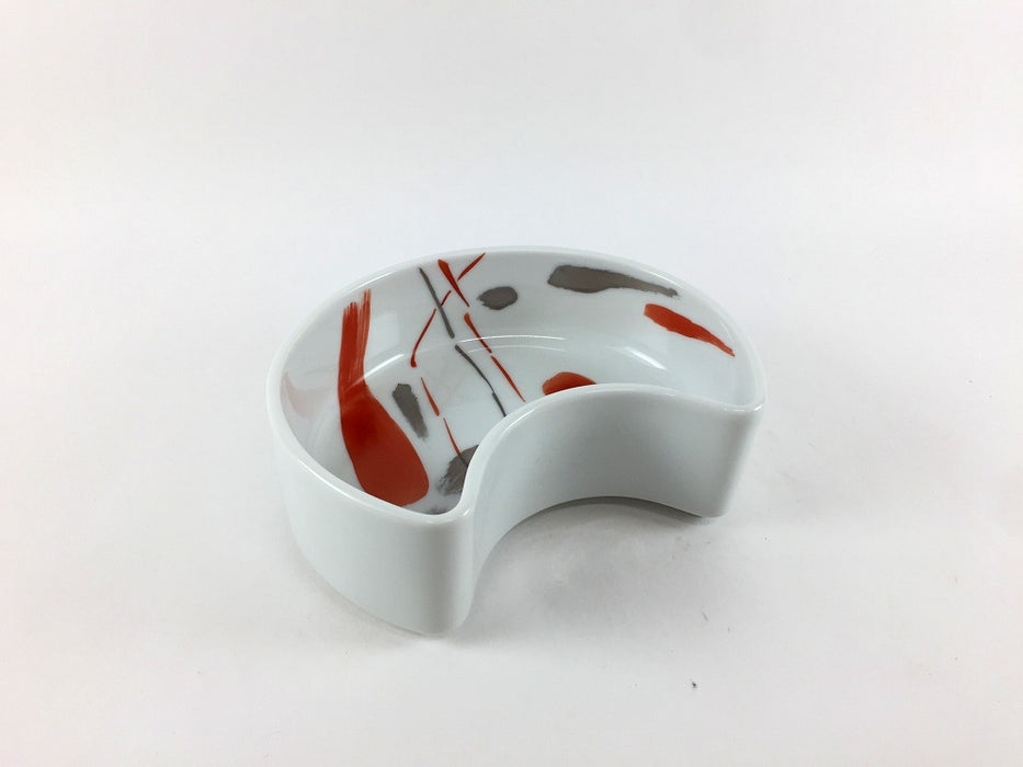 【SALE】赤銀ハケ半月向　(親)　12cm　有田焼【訳あり】