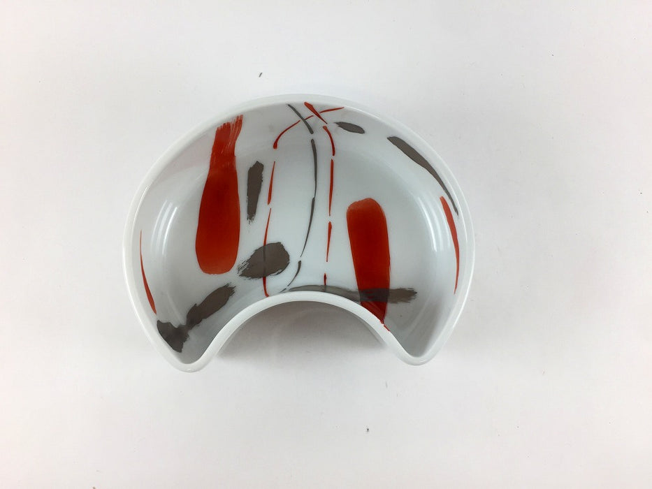 【SALE】赤銀ハケ半月向　(親)　12cm　有田焼【訳あり】