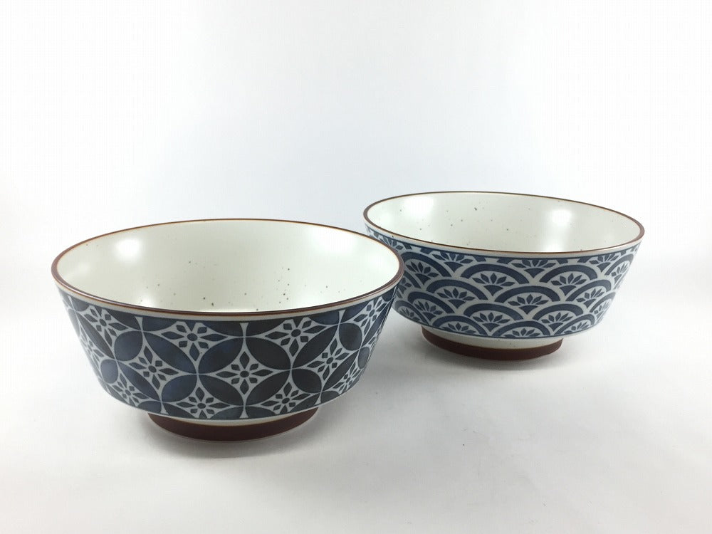 HDめん鉢 花巡(染七宝/染七宝青海波) 17cm 波佐見焼(j.R) — 佐賀有田