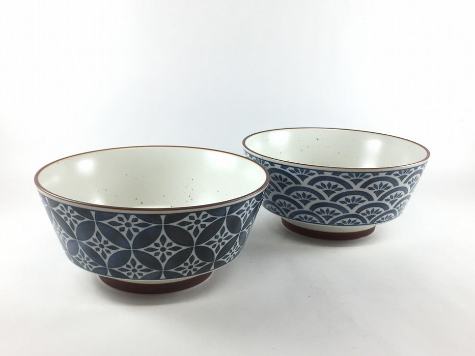 HDめん鉢　花巡(染七宝/染七宝青海波)　17cm　波佐見焼(j.R)