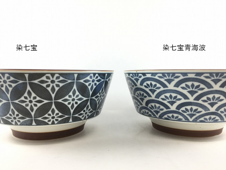 HDめん鉢　花巡(染七宝/染七宝青海波)　17cm　波佐見焼(j.R)