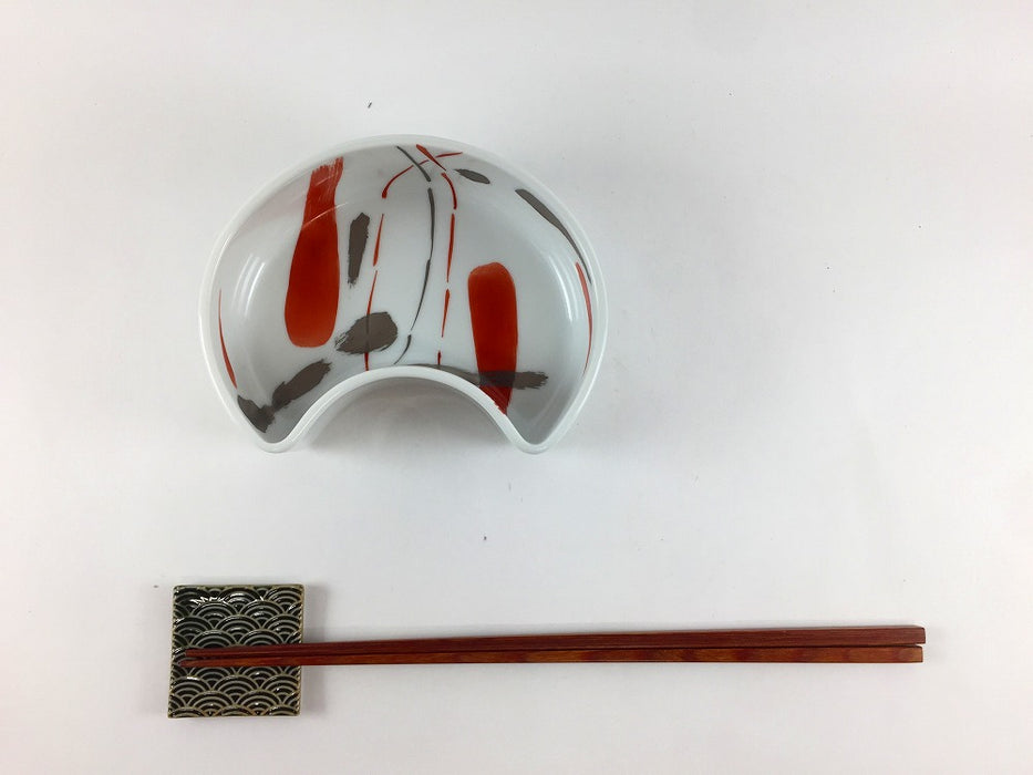 【SALE】赤銀ハケ半月向　(親)　12cm　有田焼【訳あり】