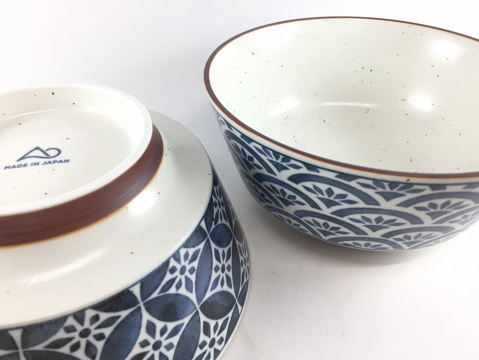 HDめん鉢　花巡(染七宝/染七宝青海波)　17cm　波佐見焼(j.R)