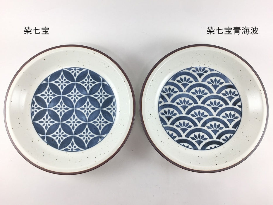 175HDプレート　花巡(染七宝/染七宝青海波)　17.5cm　波佐見焼(j.R)
