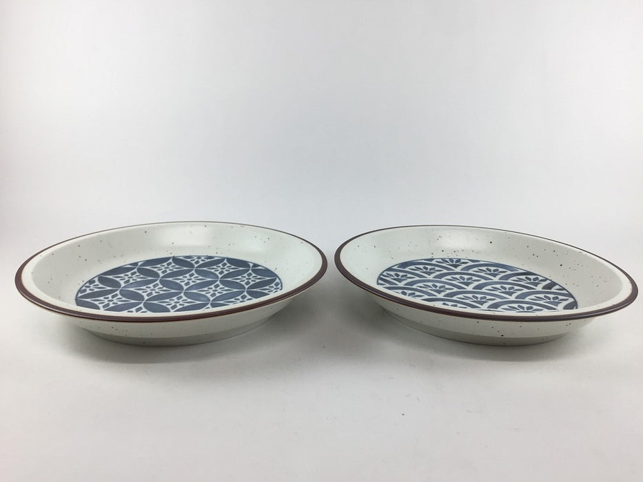 175HDプレート　花巡(染七宝/染七宝青海波)　17.5cm　波佐見焼(j.R)