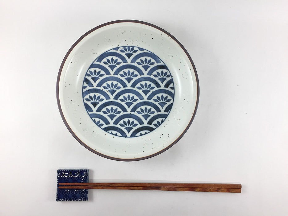 175HDプレート　花巡(染七宝/染七宝青海波)　17.5cm　波佐見焼(j.R)
