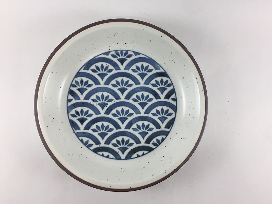 175HDプレート　花巡(染七宝/染七宝青海波)　17.5cm　波佐見焼(j.R)