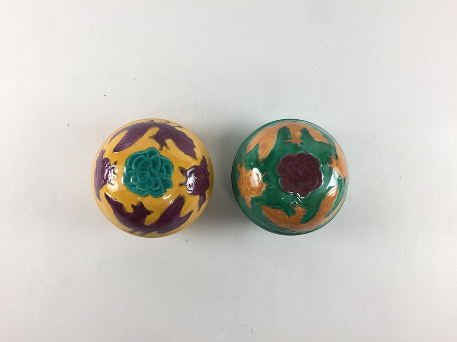 錦ホーオー珍味　(黄/緑)　7.5cm　伊万里焼(j.R)