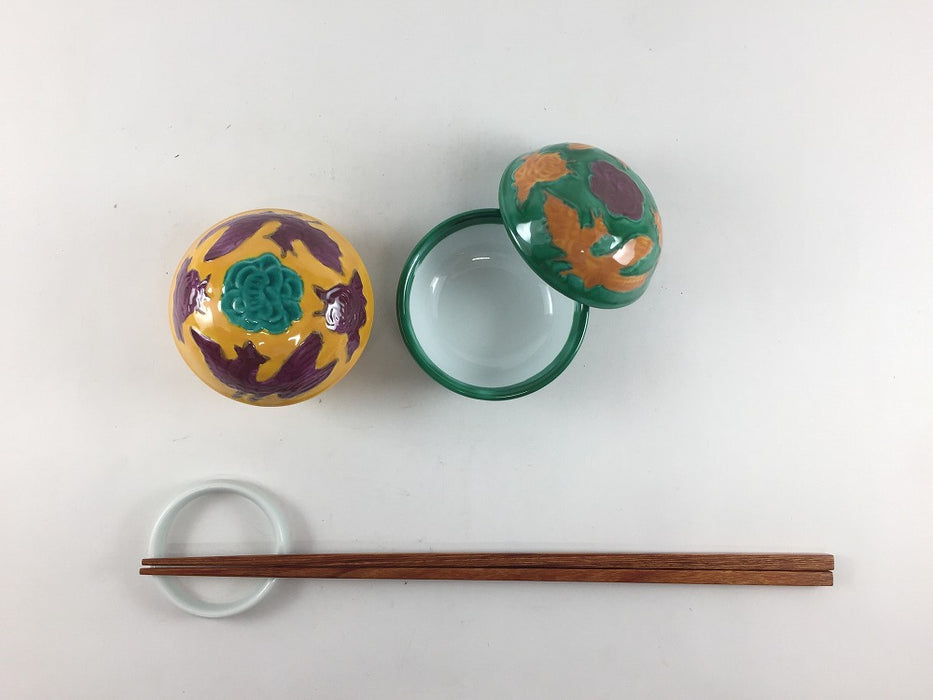 錦ホーオー珍味　(黄/緑)　7.5cm　伊万里焼(j.R)