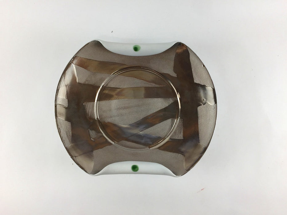 【SALE】白マットプラチナ塗両巻皿　16cm　有田焼【訳あり】