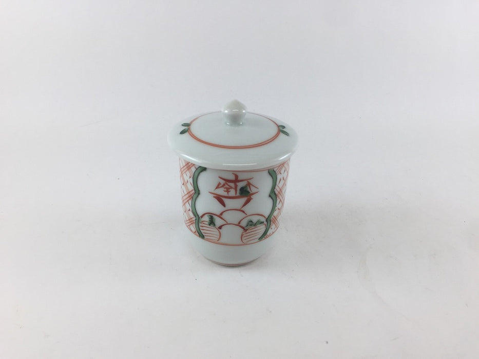 錦天紋山水　筒型ミニ蓋物　6cm　有田焼　(j.R)