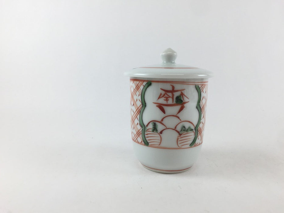 錦天紋山水　筒型ミニ蓋物　6cm　有田焼　(j.R)