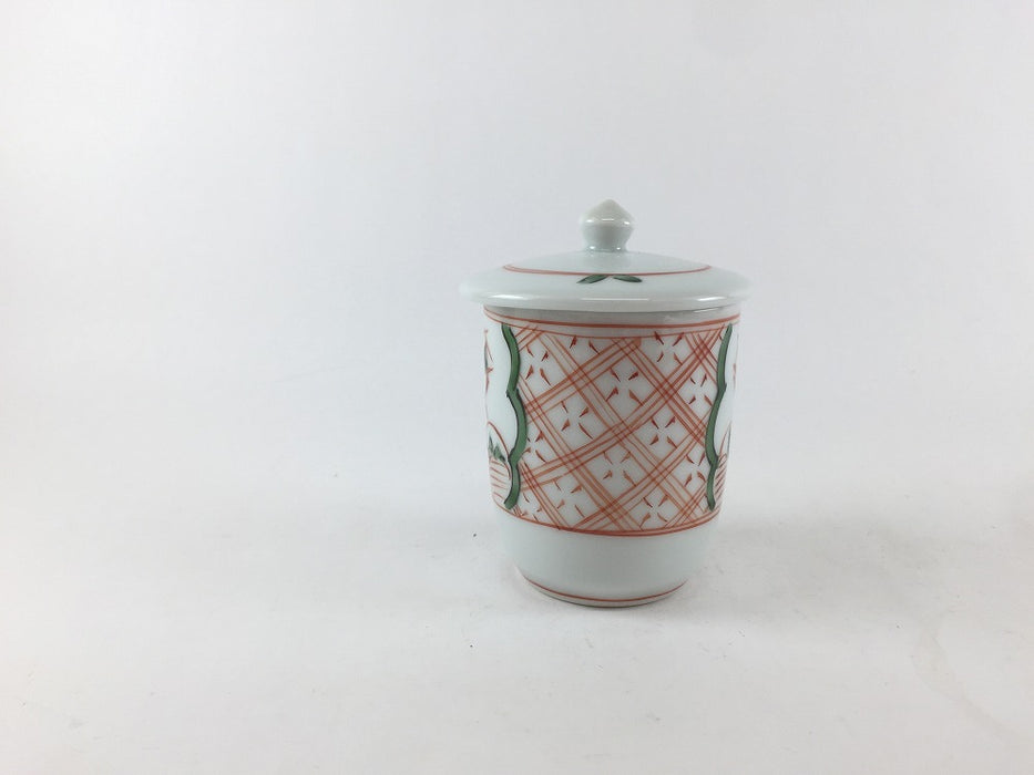 錦天紋山水　筒型ミニ蓋物　6cm　有田焼　(j.R)