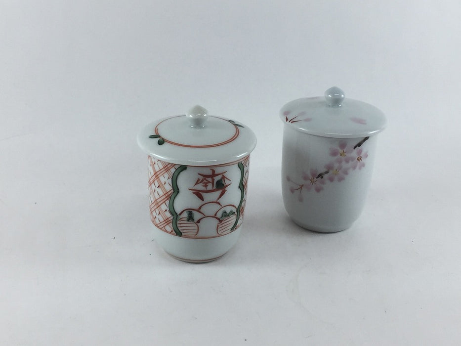 錦天紋山水　筒型ミニ蓋物　6cm　有田焼　(j.R)
