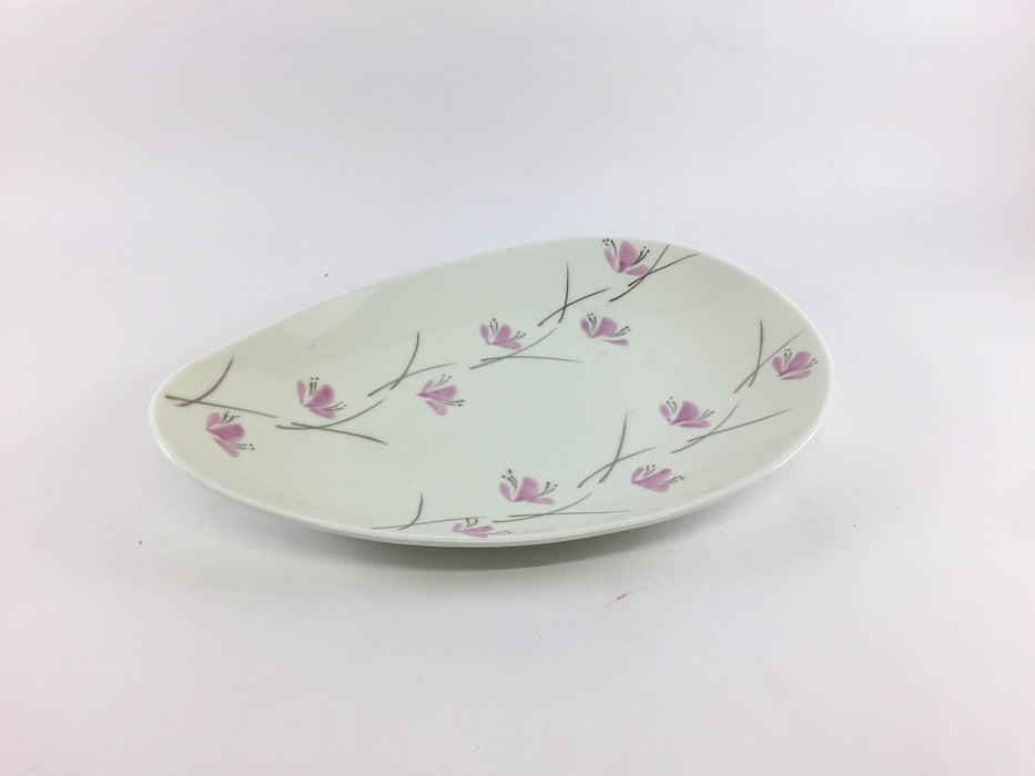 【SALE】錦ラスター紫小花玉子型皿　22cm　有田焼【訳あり】