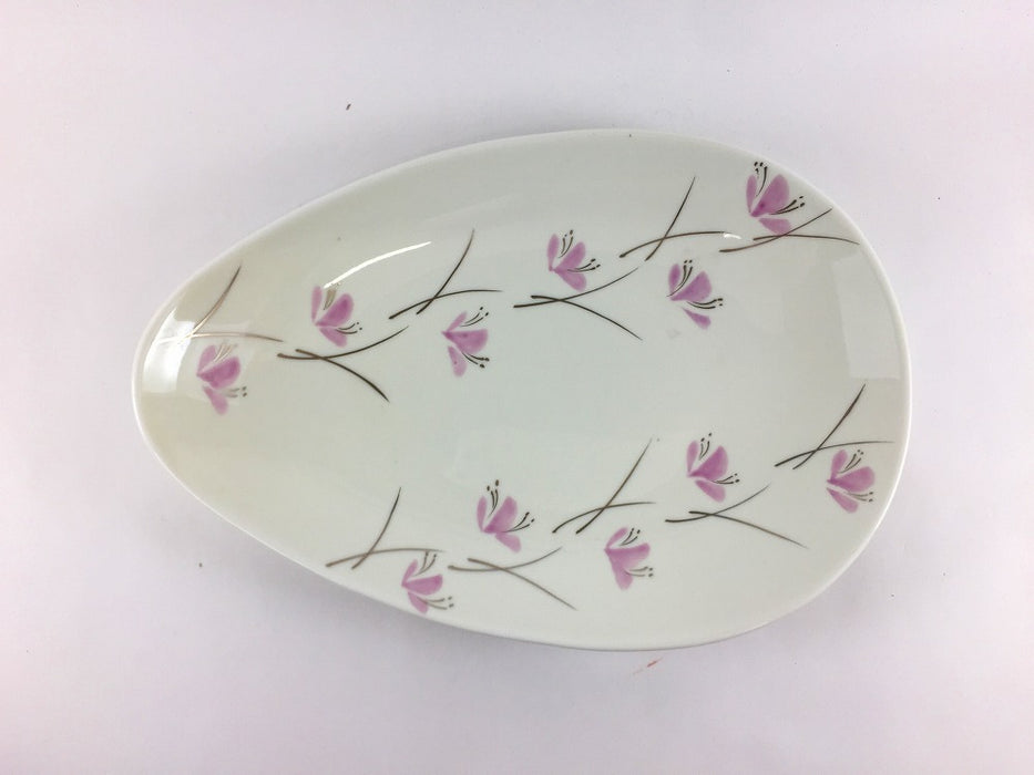 【SALE】錦ラスター紫小花玉子型皿　22cm　有田焼【訳あり】