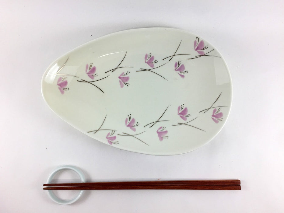 【SALE】錦ラスター紫小花玉子型皿　22cm　有田焼【訳あり】