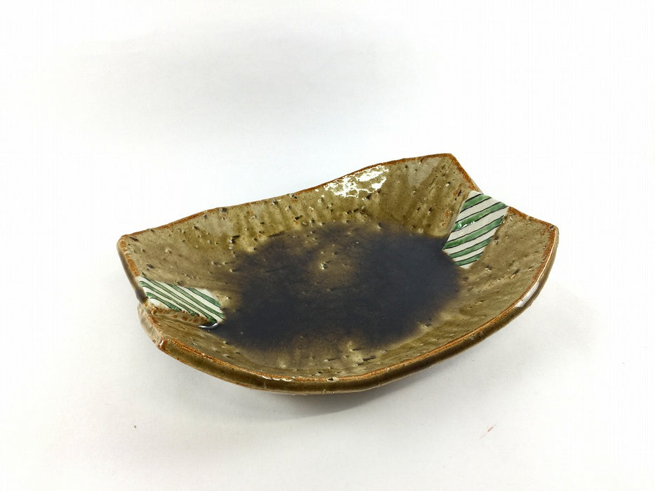 【SALE】新栗灰重緑ライン焼皿　21cm　有田焼【訳あり】