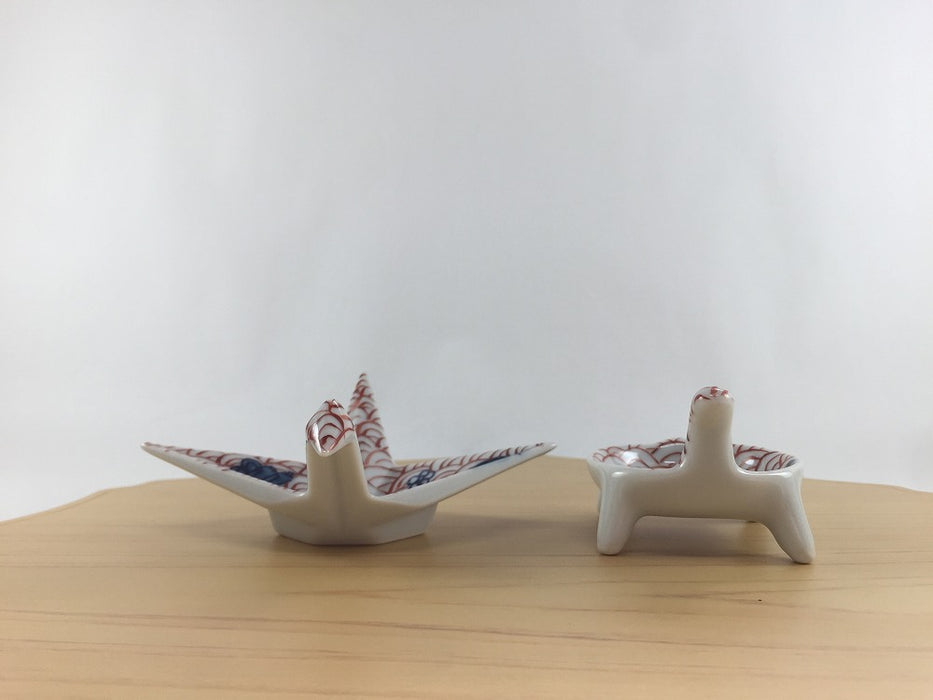 錦朱青海波　珍味(折鶴/丸カメ)　11cm　有田焼　(j.R)