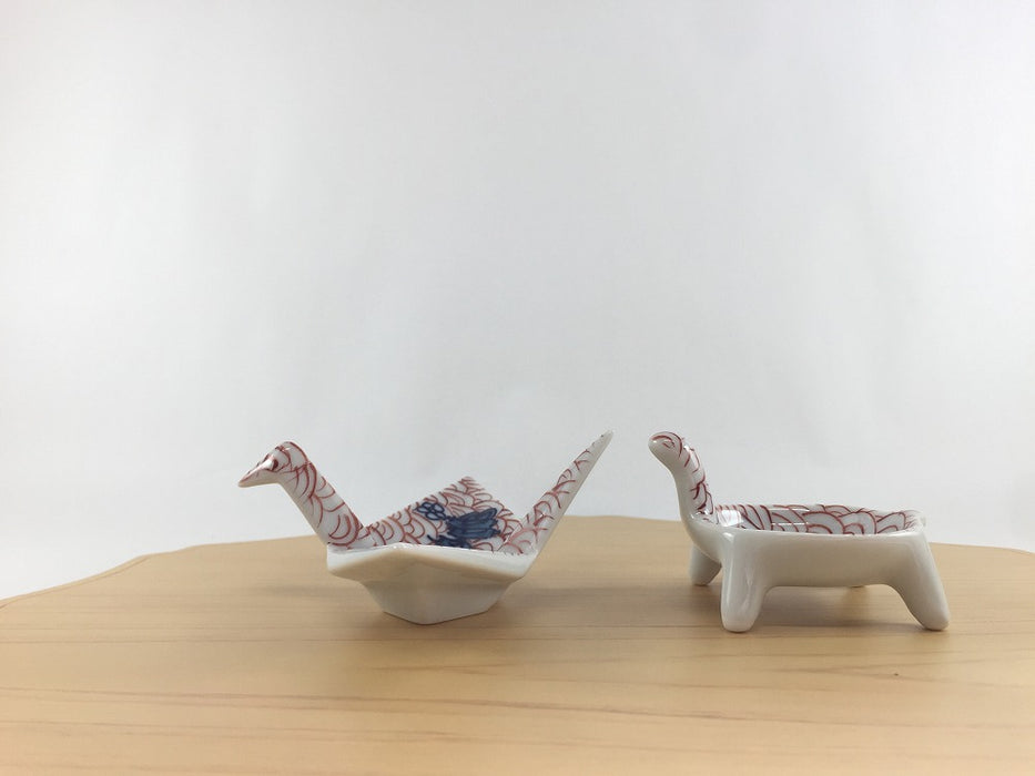錦朱青海波　珍味(折鶴/丸カメ)　11cm　有田焼　(j.R)