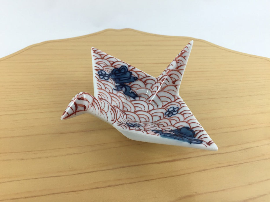 錦朱青海波　珍味(折鶴/丸カメ)　11cm　有田焼　(j.R)