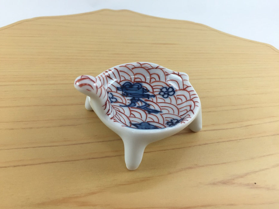 錦朱青海波　珍味(折鶴/丸カメ)　11cm　有田焼　(j.R)
