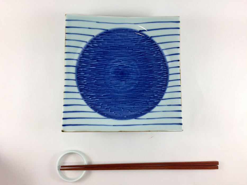 【SALE】中呉須青十草四方型皿　17cm　有田焼【訳あり】