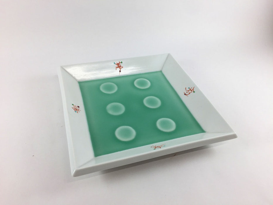 【SALE】エナメル釉　六丸彫正角皿　17cm　有田焼【訳あり】