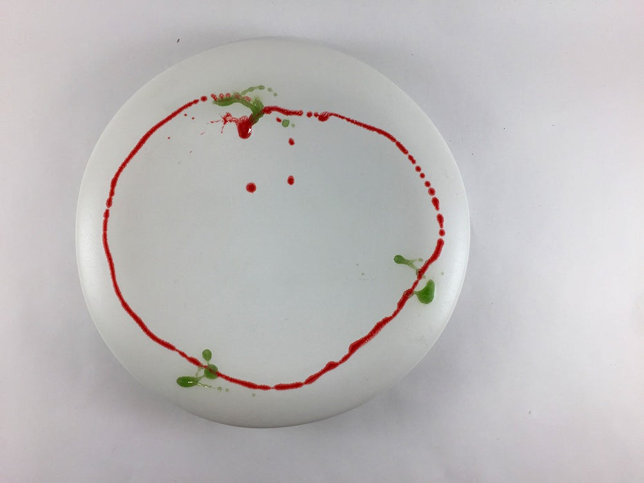 【SALE】白マット二色一珍タレ渕7寸皿　21cm　有田焼【訳あり】