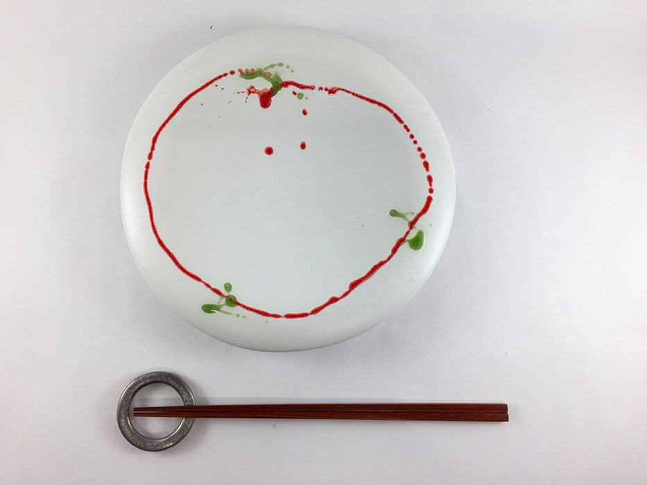 【SALE】白マット二色一珍タレ渕7寸皿　21cm　有田焼【訳あり】