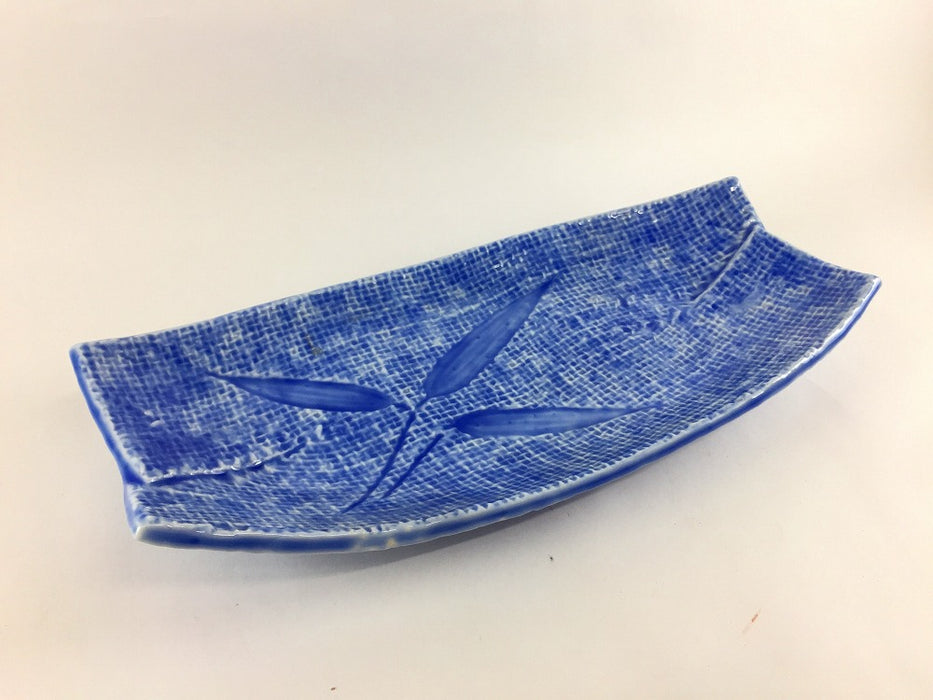 【SALE】コバルト釉布目笹皿　27cm　有田焼【訳あり】