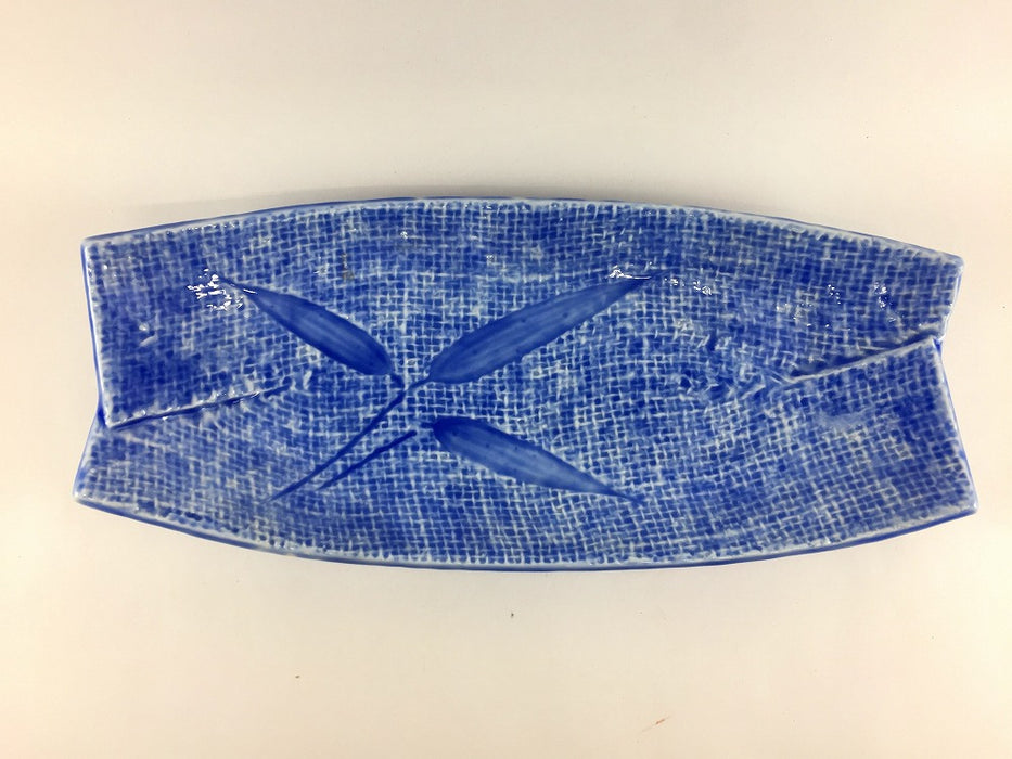 【SALE】コバルト釉布目笹皿　27cm　有田焼【訳あり】