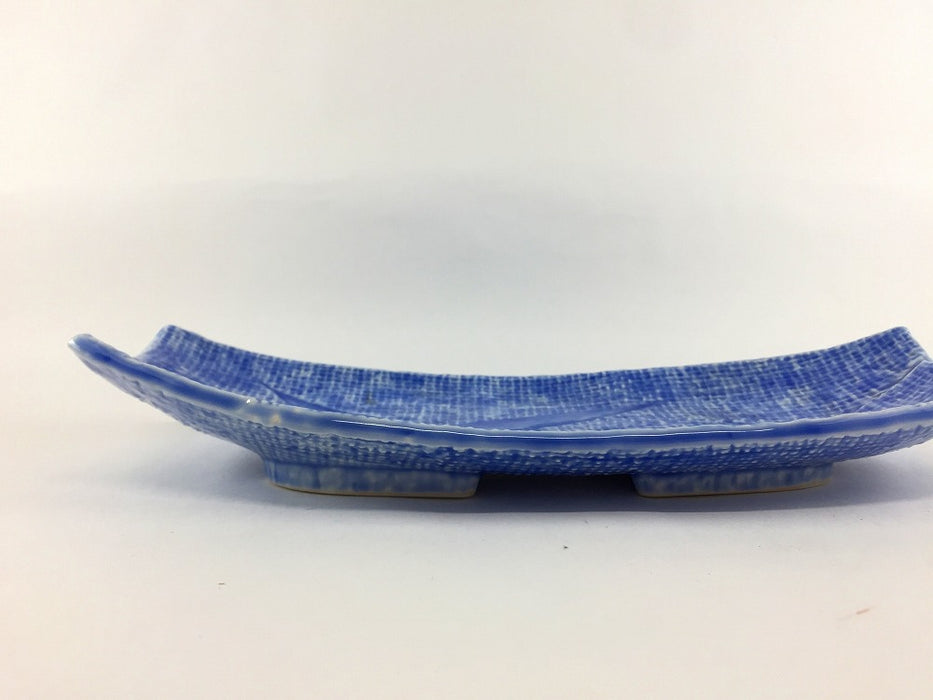 【SALE】コバルト釉布目笹皿　27cm　有田焼【訳あり】