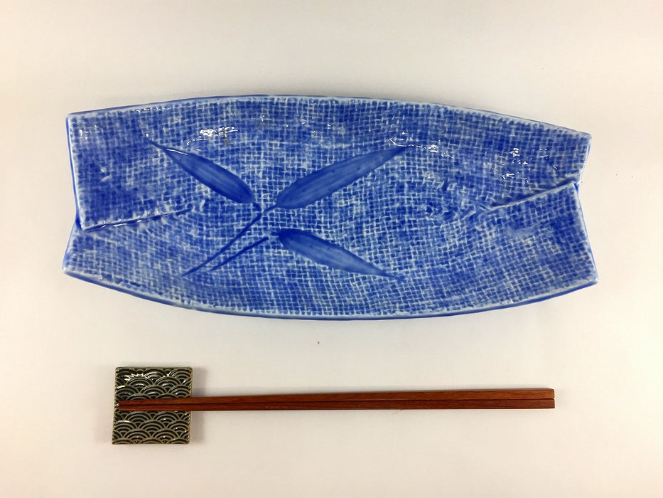 【SALE】コバルト釉布目笹皿　27cm　有田焼【訳あり】