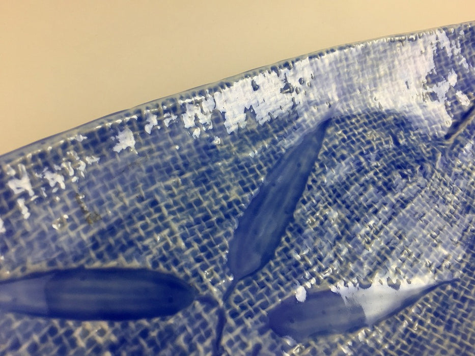 【SALE】コバルト釉布目笹皿　27cm　有田焼【訳あり】