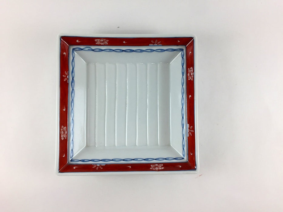 【SALE】赤濃古伊万里正角皿　14cm　有田焼【訳あり】