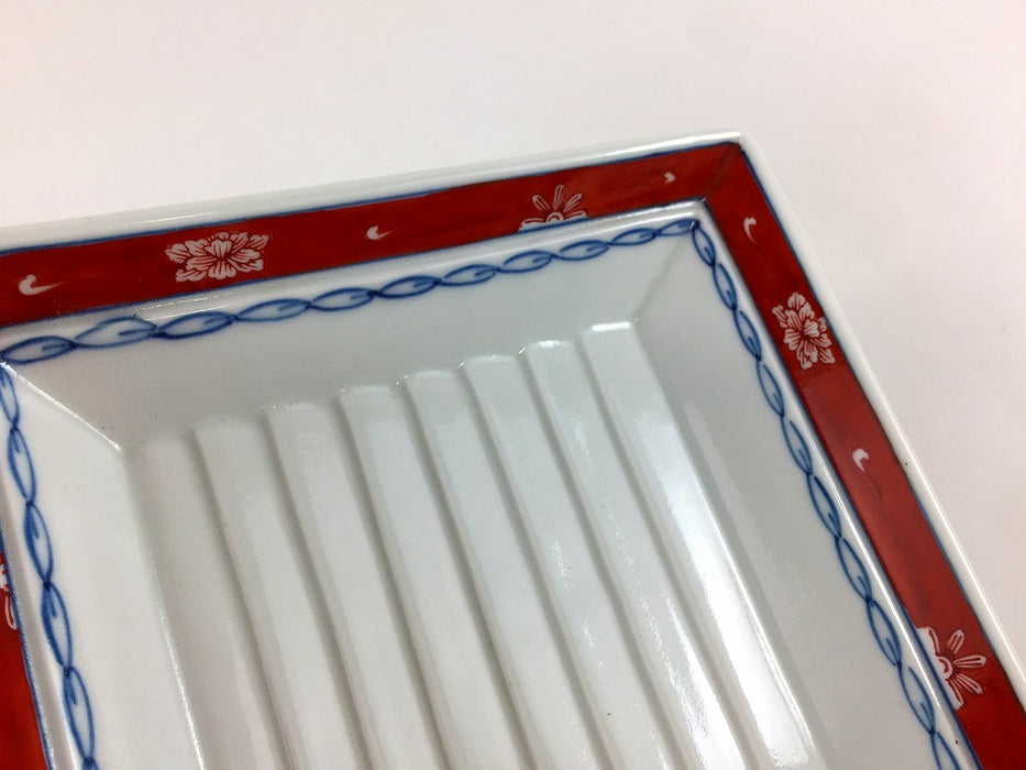 【SALE】赤濃古伊万里正角皿　14cm　有田焼【訳あり】