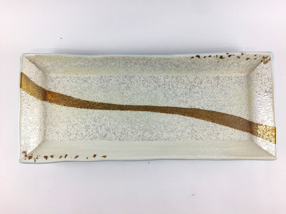 【SALE】青磁パール流水長角皿　26cm　有田焼【訳あり】