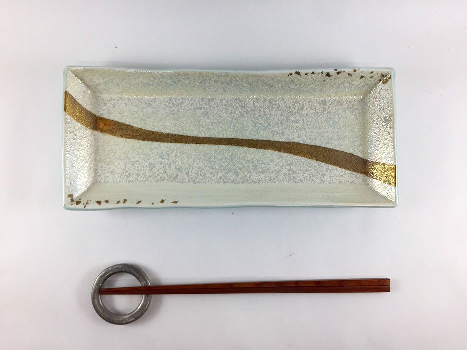 【SALE】青磁パール流水長角皿　26cm　有田焼【訳あり】