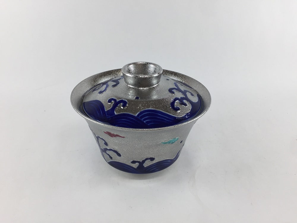 プラチナ荒波 百合型蓋物 11.5cm 有田焼錦右衛門窯(j.R) — 佐賀有田