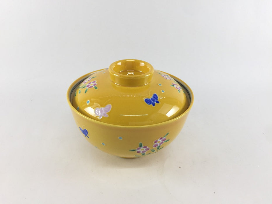 黄交趾花蝶内白　毛料碗(小)　12cm　有田焼錦右衛門窯(j.R)