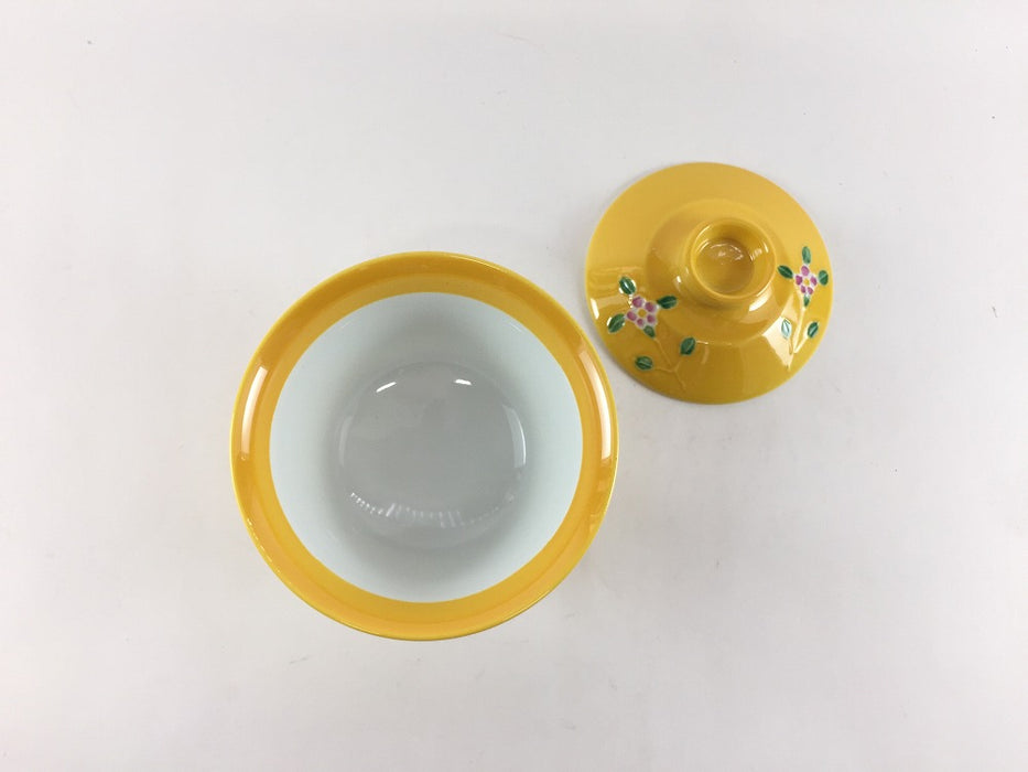 黄交趾うさぎ　百合型ミニ蓋物　9cm　有田焼錦右衛門窯(j.R)