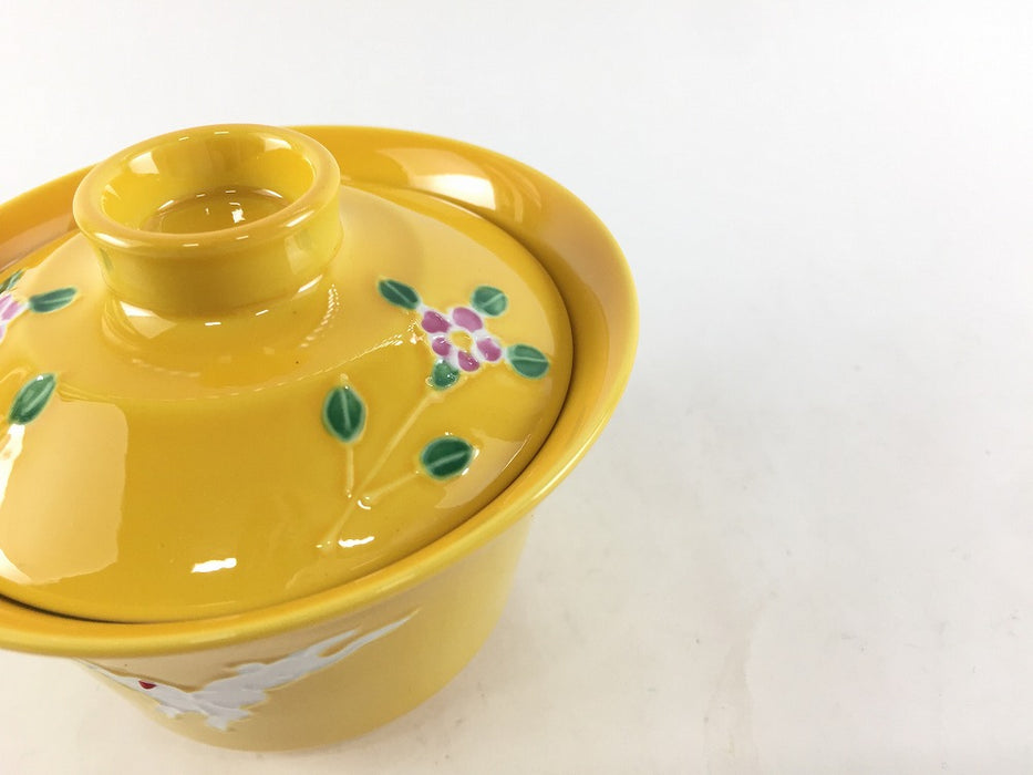 黄交趾うさぎ　百合型ミニ蓋物　9cm　有田焼錦右衛門窯(j.R)