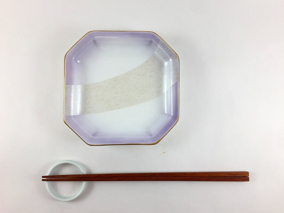 【SALE】銀彩芦絵NB紫吹隅切角小皿　13cm　有田焼【訳あり】