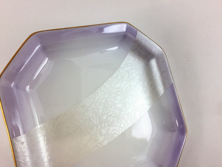 【SALE】銀彩芦絵NB紫吹隅切角小皿　13cm　有田焼【訳あり】