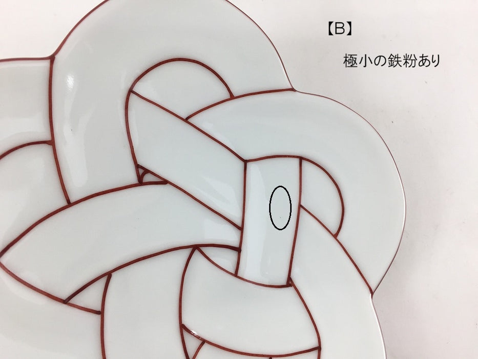 【SALE】花結び銘々皿(赤線)　(A/B/C/D/E/F/G)　15cm　有田焼【訳あり】