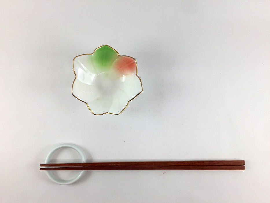 【SALE】緑赤吹桔梗珍味　8cm　有田焼【訳あり】