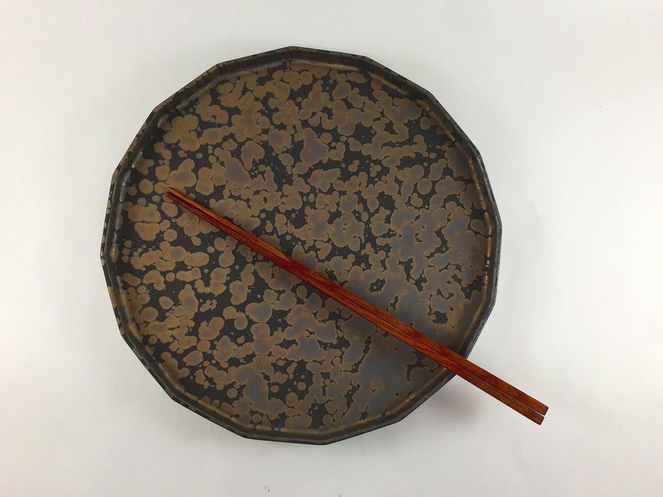 21cm十六角プレート　ブロンズゴールドウロコ　有田焼(j.R)